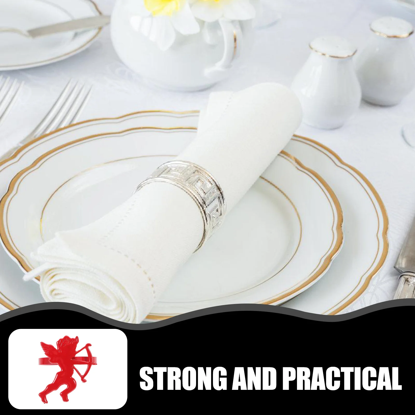 

6Pcs Napkin Rings for Table Napkin Holder Decor Party Wedding Holiday Table Setting Decoration Valentine Serviette Ring Alloy