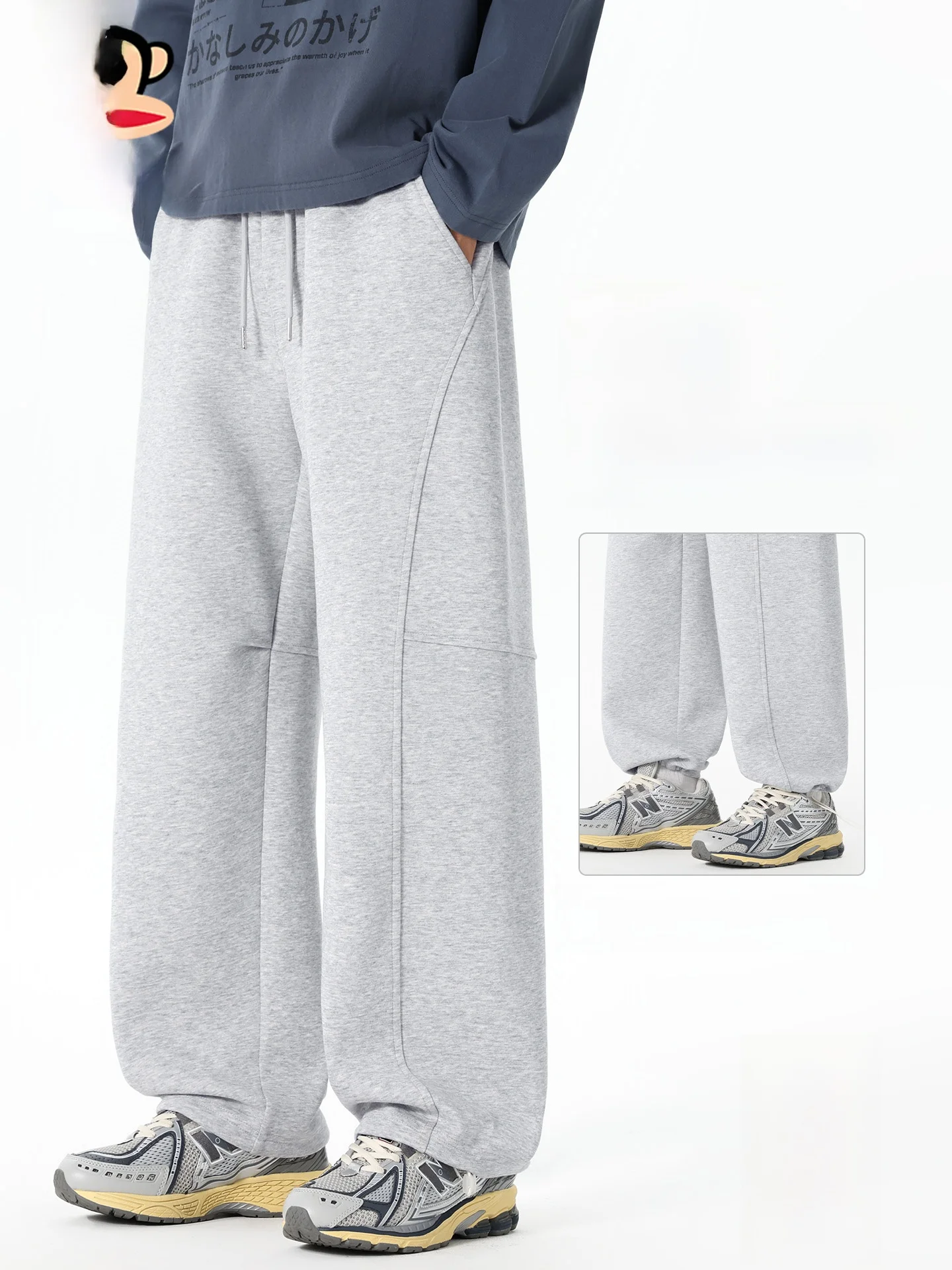 

Men's High Street American Sport Pants ey Casual Trousers Autumn Straight Leg Crease Loose Fit Youth Trend