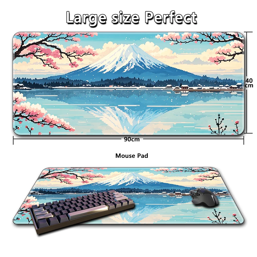 

Beautiful pixel Japanese style Mount Fuji pattern computer keyboard tablet mouse pad xxl computer desk mat rubber