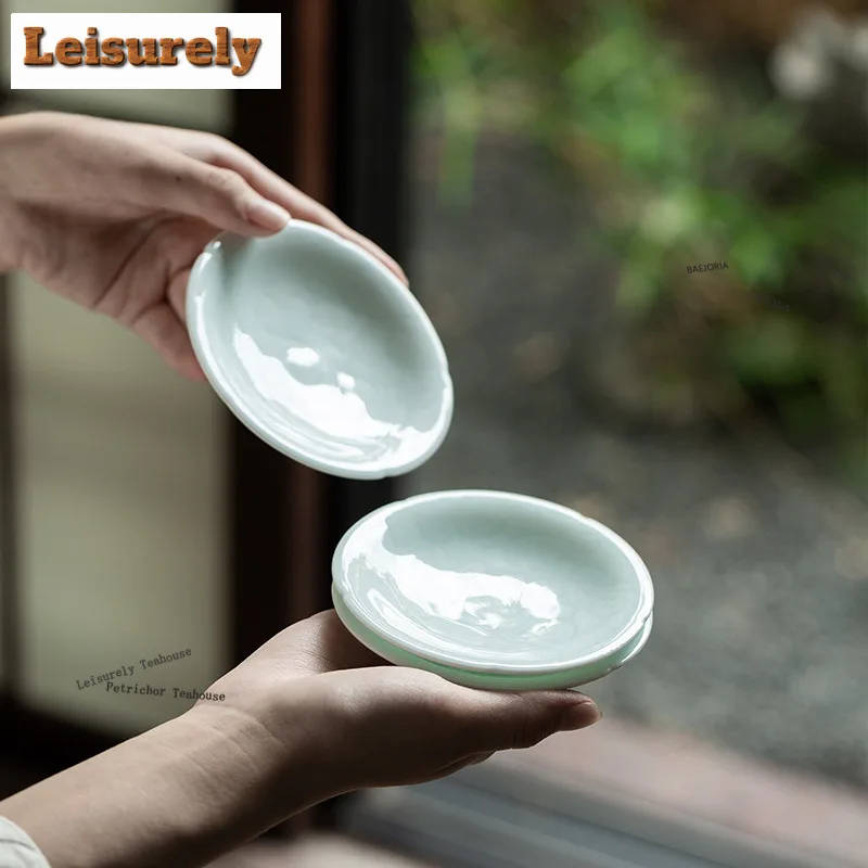 HOYIHM 2pc/lot Misty Blue Magnolia Coasters Boutique Mugs Stand Coffee Cups Saucer Heat Insulation Placemats Teacup Base Tea Set