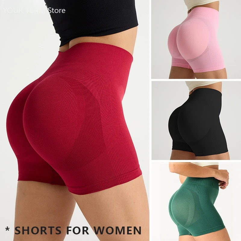 Women's High - Waisted Tummy Control Yoga Shorts, Tight Fitting Booty Lifting Gym Shorts Breathable RunningWorkout Shorts