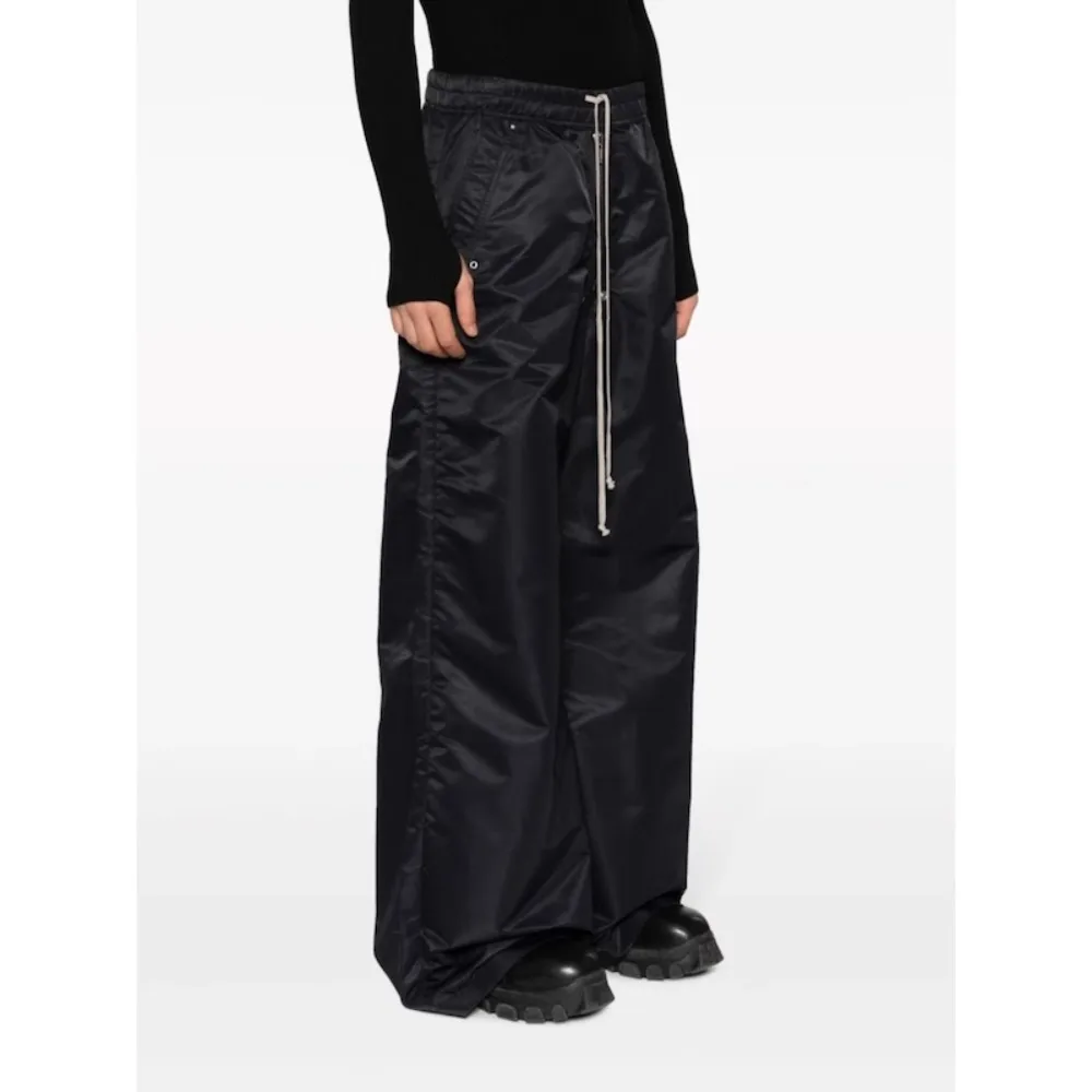 High Street Dark RO Drawstring Nylon Wide Leg Pants Mens Elastic Waist Slim and Loose Straight Leg Casual Pants Streetwear