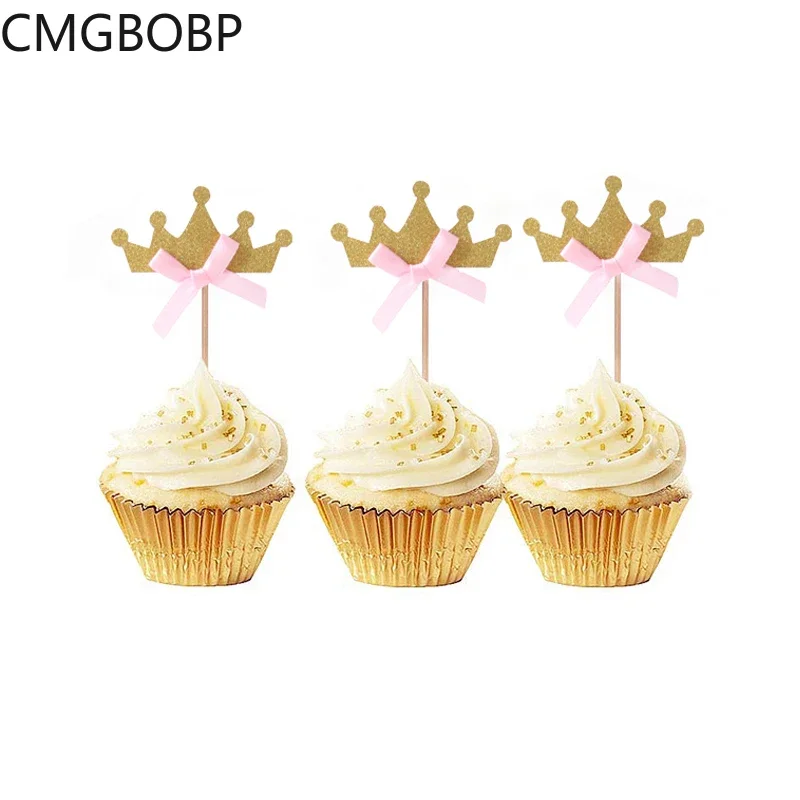 

10 Pieces Pink Princess Crown Cupcake Toppers Cake Decoration Party Supplies Birthday Wedding Baby Shower 1st Birthday