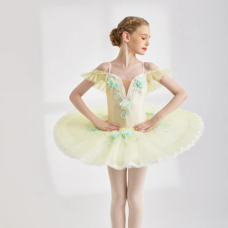 hot selling  Kids Girls Children Women Adult Performance Wear yellow  Ballet Tutu Costumes