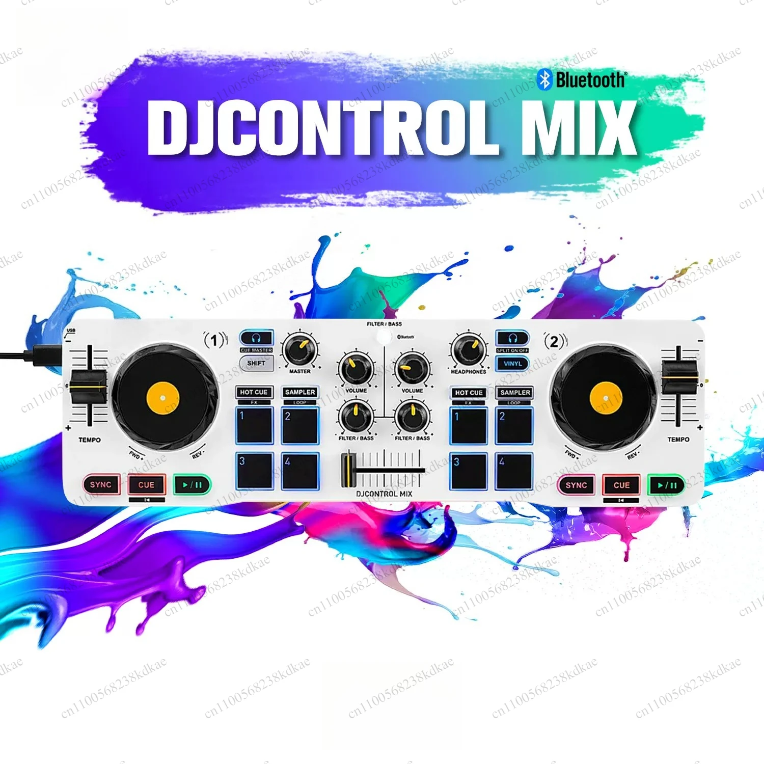 Portable Digital DJ Mixer Controller Beginner Music Mixing Player Equipment