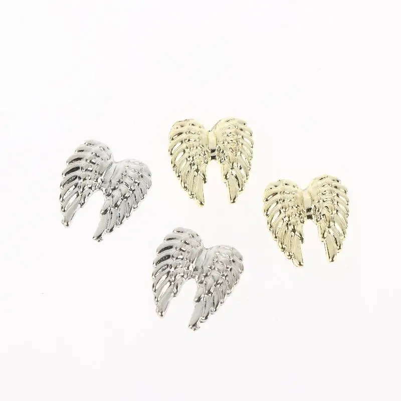 Enhance Your Nail Art with 2 Pack Gold and Silver Angel Wings Charms for DIY Decoration