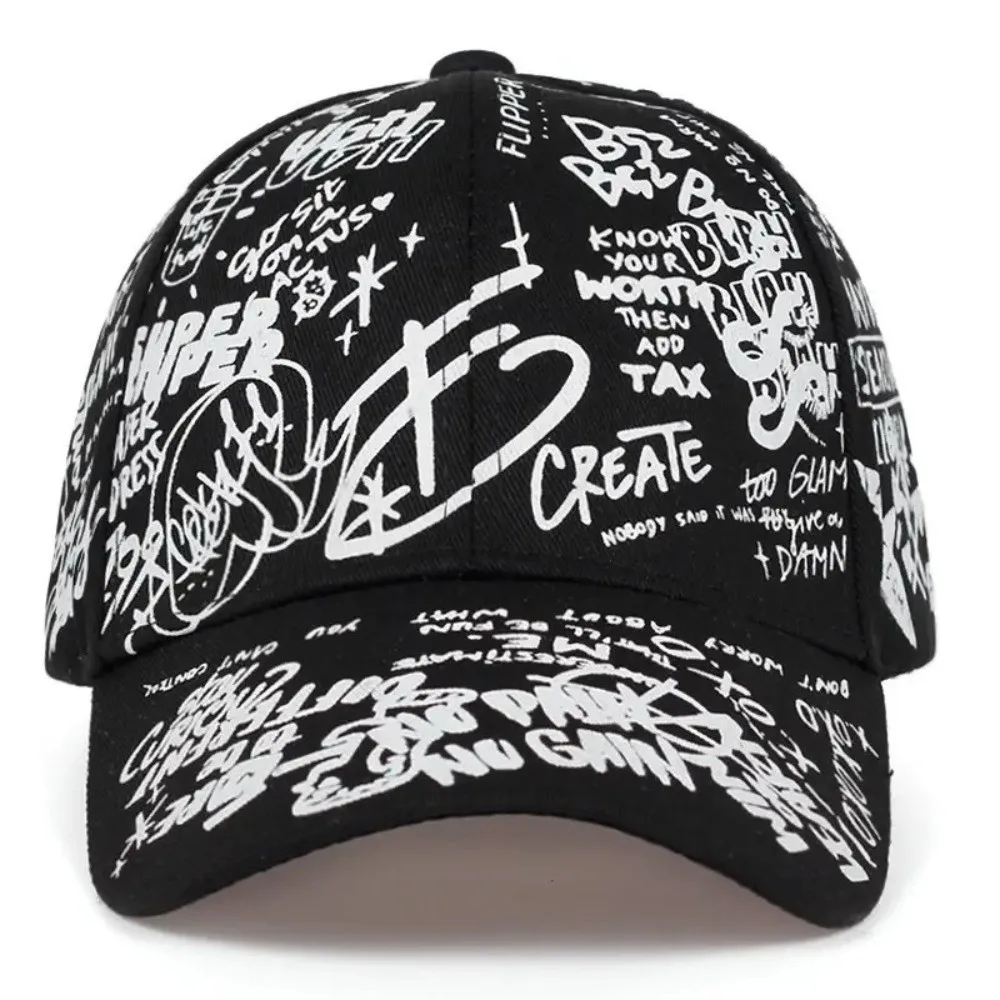 Quick Dry Baseball Caps UV Protection Colorful Graffiti Print Snapback Hat Hip Hop Letter Geometry Printing Sunscreen Hat Summer