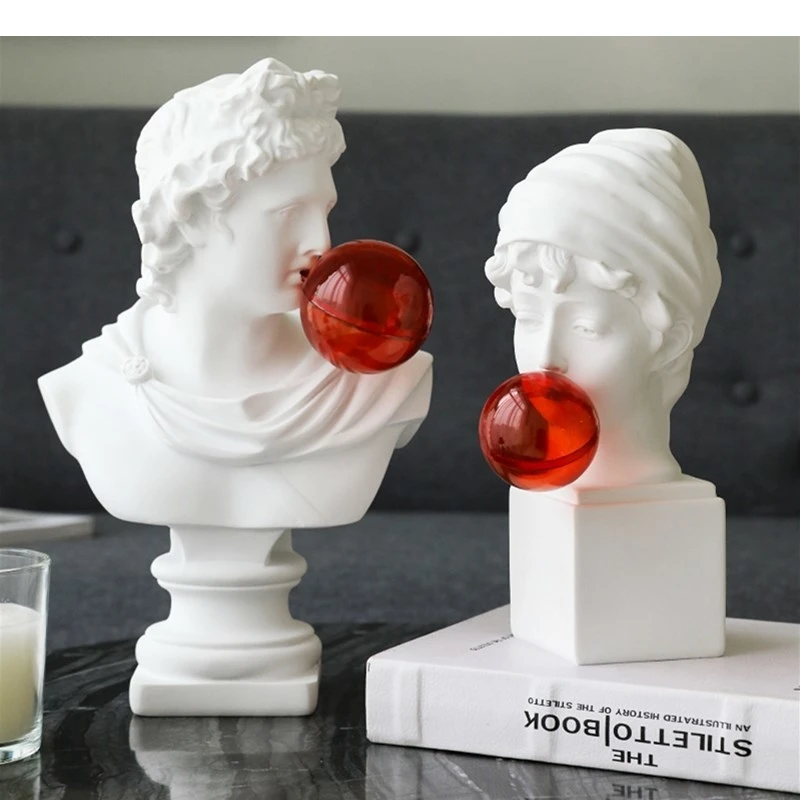 Nordic David Resin Sculpture Home Decor Modern Abstract Art Apollo Character Blowing Bubbles Model Gifts