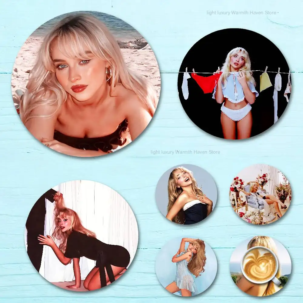 

S-Sabrina C-Carpenter Friend wooden anti-slip coasters suitable for home office and theme party decoration