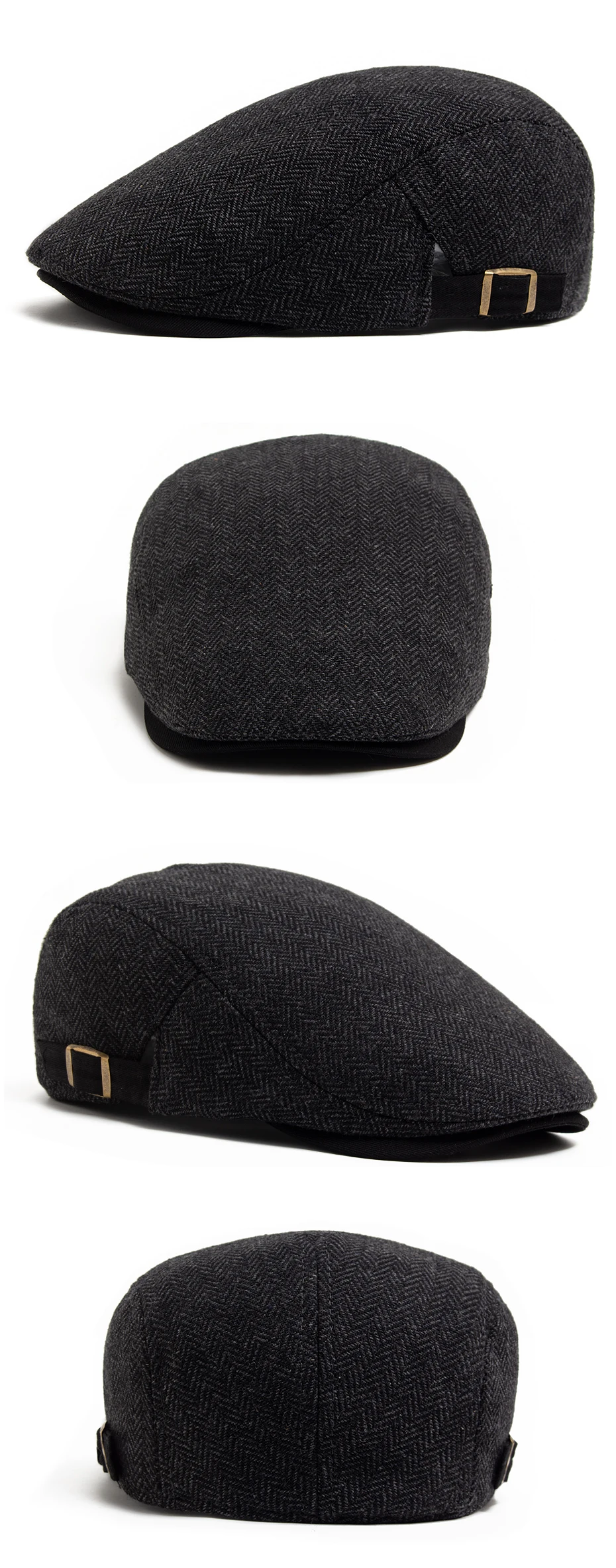 Neue Fischgräten Vintage Baskenmütze Männer Herbst Winter Casual Flache Visier Hut Berets Retro Mode Zeitungsjunge Mütze männer Einstellbar – Detail 5
