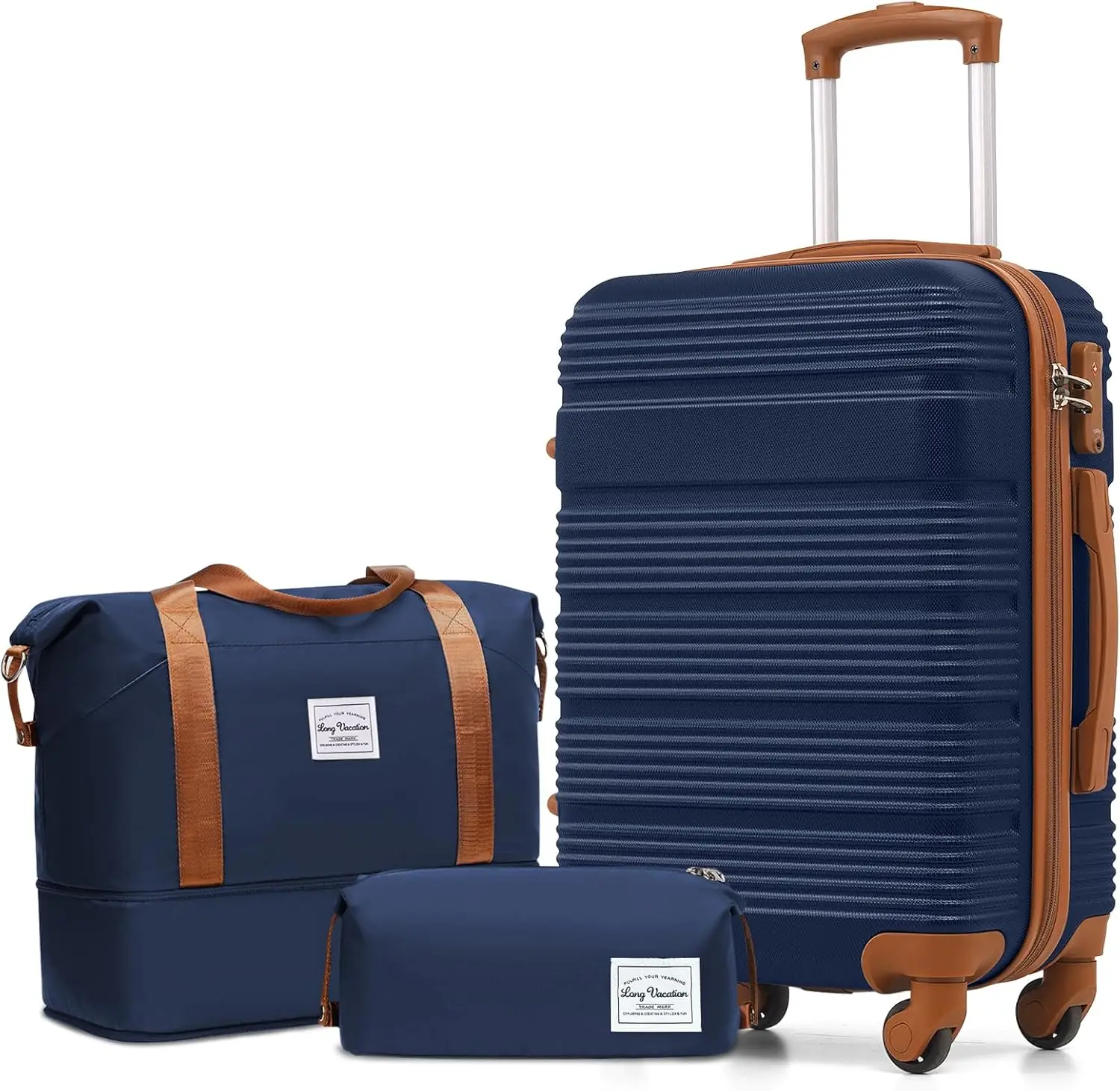 

20-Inch 3-Piece Carry-On Luggage Set with Spinner Wheels, TSA Lock & Expandable Duffel Bag