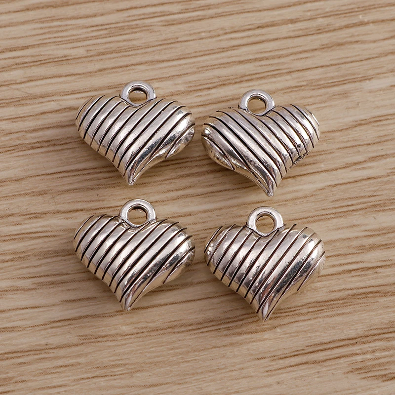 10 Stück niedliche, gemischte Herzanhänger aus Legierung zum Basteln von Halsketten, Ohrringen, Armbändern, DIY-Handarbeiten und Schmuckzubehör – Detail 24