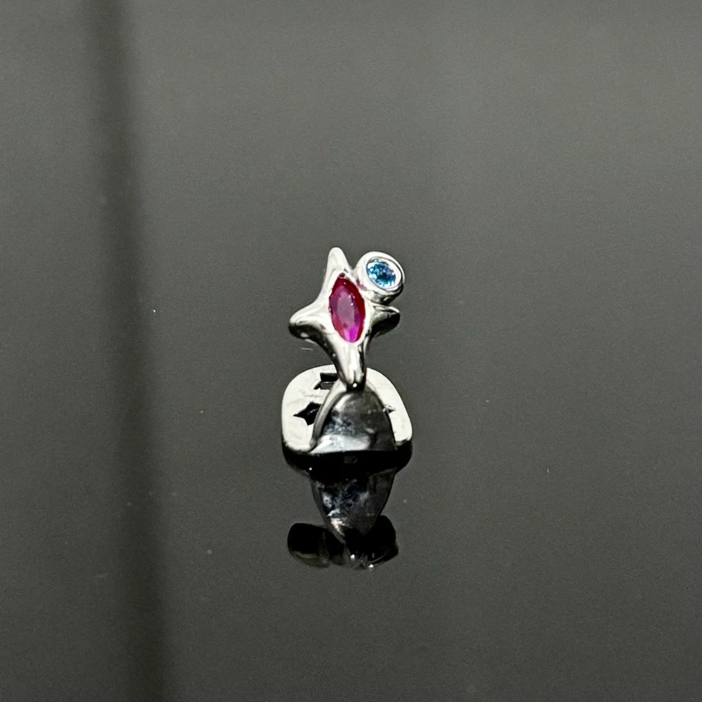 Hip Hop Paars Zirkoon Ster Tanden Grillz Y2K Vintage Enkele Blauwe CZ Steen Tand Caps Voor Vrouwen Mannen Sieraden Tandheelkundige Grills