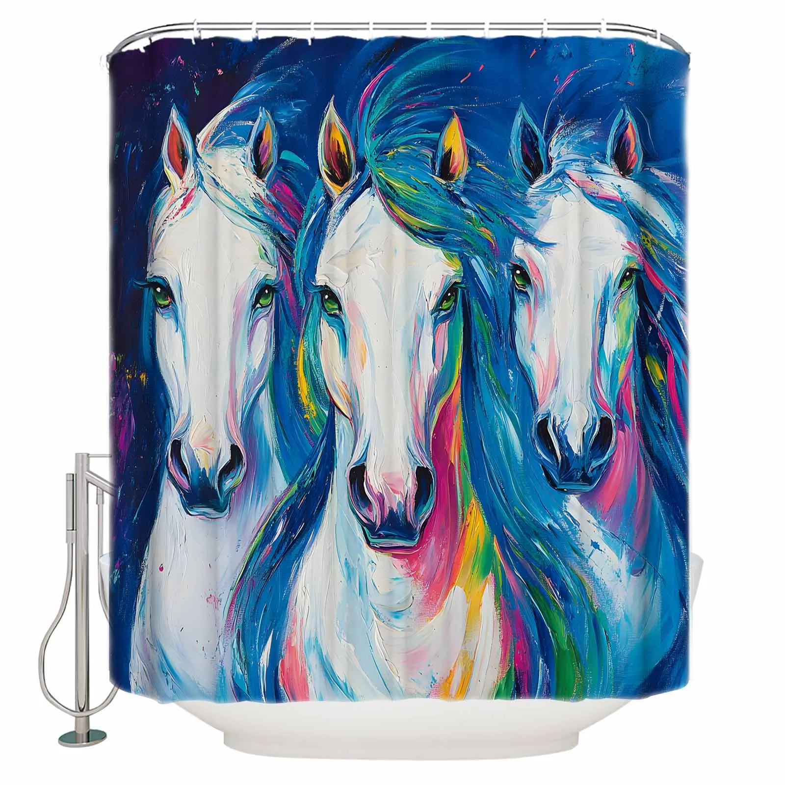 

Abstract Horse Art Shower Curtains Waterproof Bath Curtains Home Decor Modern Luxury Bathroom Curtain