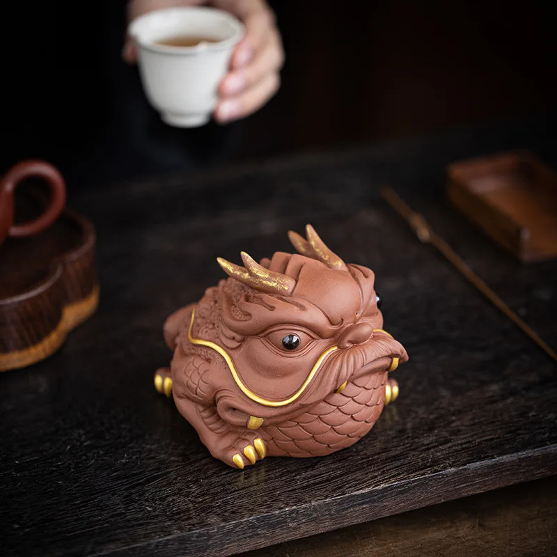 

Creative Purple Sand Three Feet Golden Toad Tea Ornaments Supportable Toad Yu Home Fortune Decoration Tea Room Tea Set Shop Open