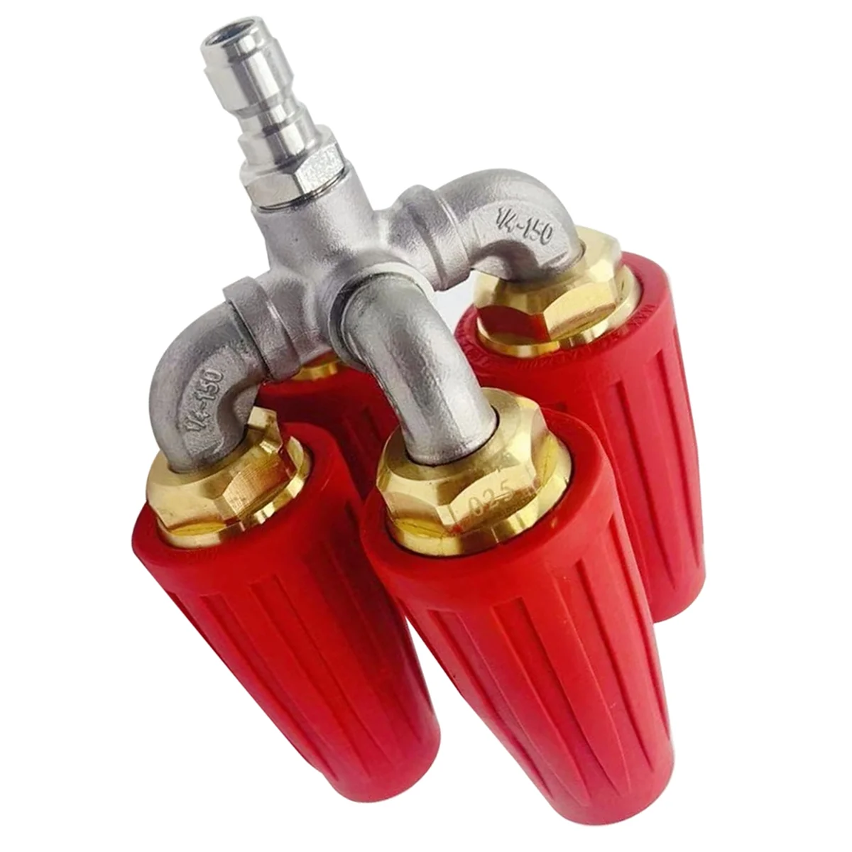 غسالة ضغط بفوهة توربينية جديدة 4 في 1، فتحة 2.0 رباعية، 360 درجة °   فوهة توربينية دوارة، موصل سريع 1/4 بوصة، أحمر