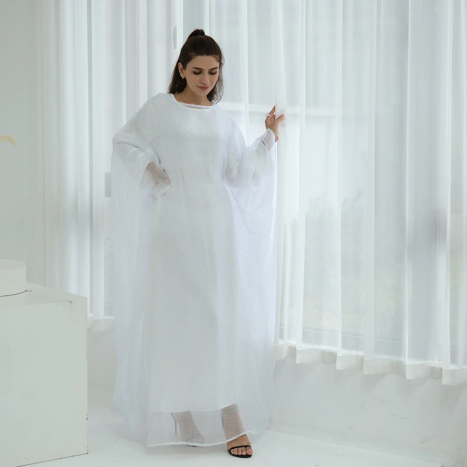 

Eid Djellaba Diamonds Dubai Abaya Women Muslim Sets Jalabiya Kebaya Prayer Clothing 3pcs Sets Ramadan Islam Robe Kaftan Gown New