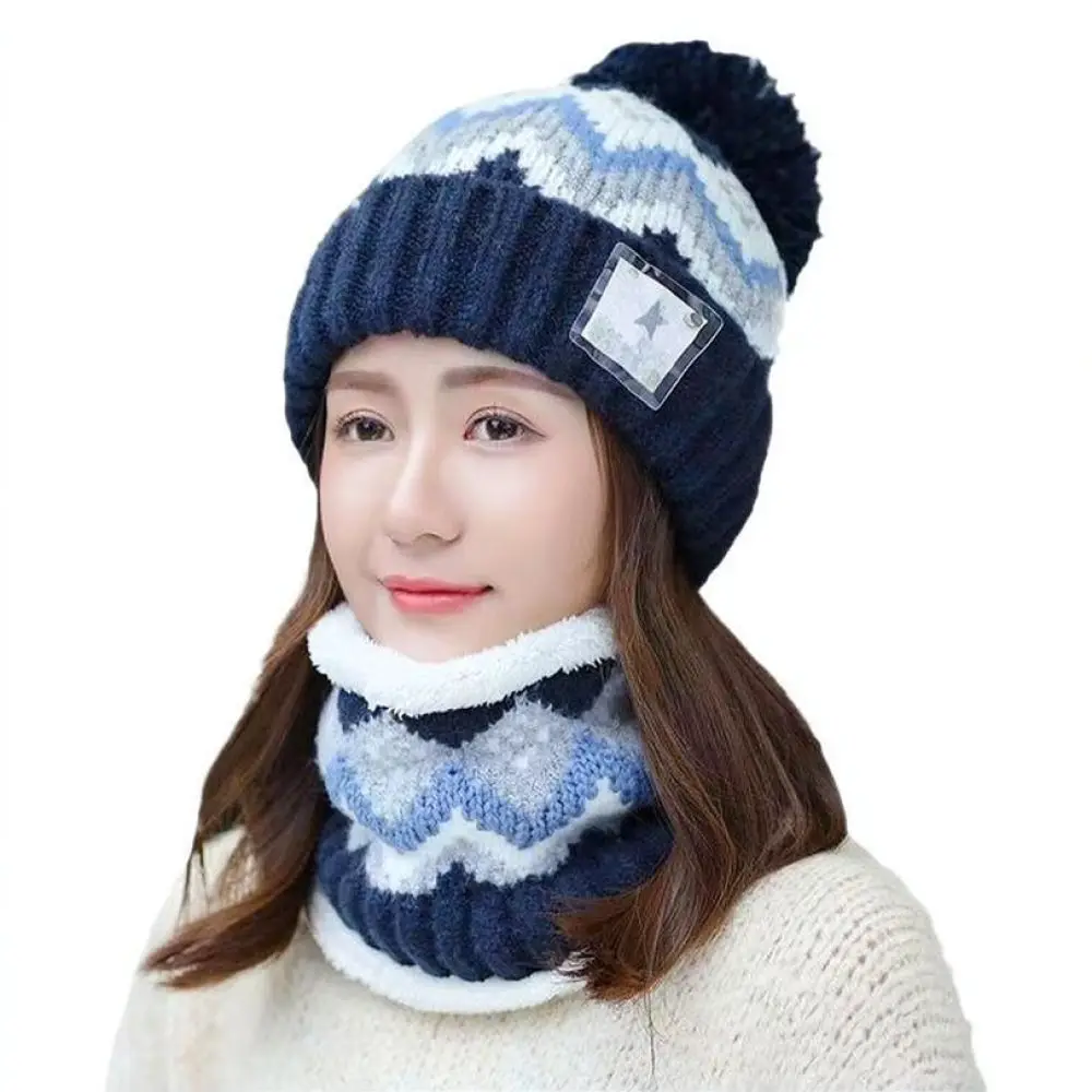 Women Winter Knitted Beanie Hat Velvet Lined Warm Cap Casual Soft Stretchy Headwear Windproof Fashion Outdoor Cycling Gear