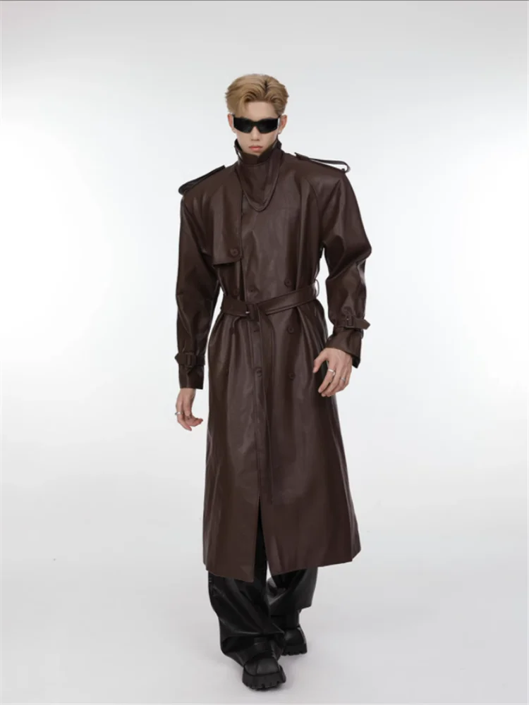 2023 Niche deconstruction segmentation design sense fur coat male autumn and winter three-dimensional long over knee trench coat