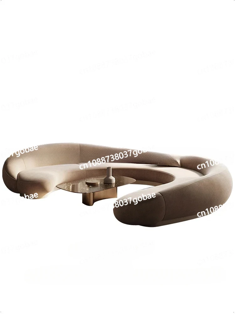 Oficina de ventas Sofá en forma de arco Esquina en forma de arco Serie crema Sofá en forma de arco color caramelo Múltiples personas