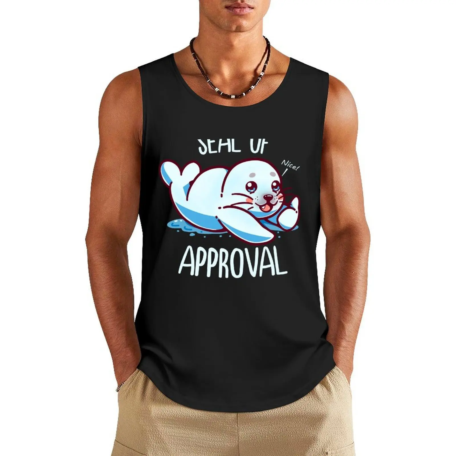 

Cute Seal of Approval Tank Top Short sleeve Vest male mens clothing anime gym