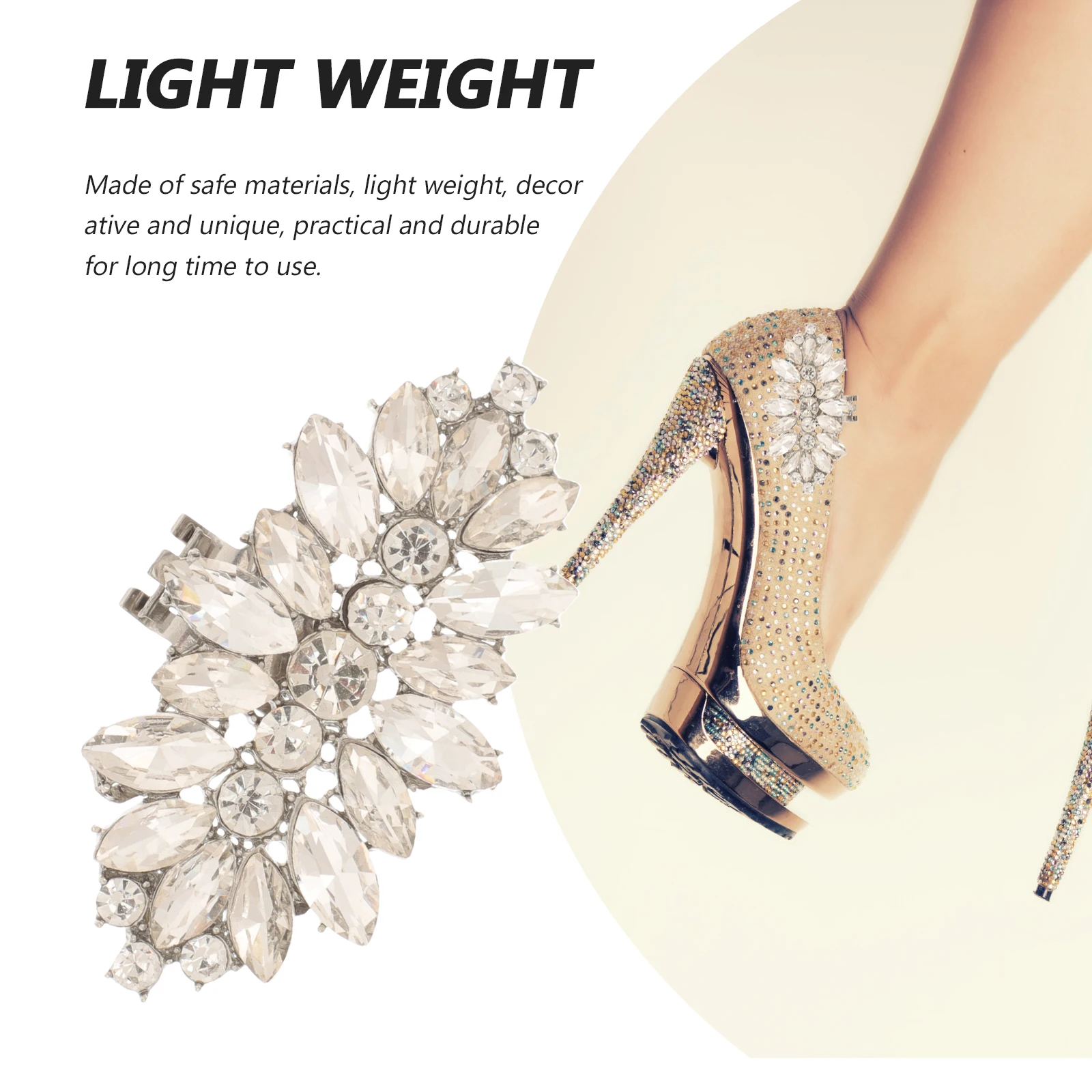

1 Pair Wedding Shoe Clips Removable Crystal Rhinestone Charms Decorative Buckles For Women Elegant Lightweight Durable Diy Style