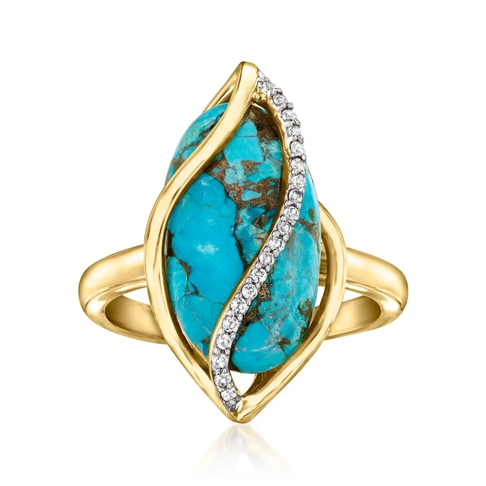 Bague élégante de style bohème en turquoise synthétique en forme de feuille, accessoire de bijouterie classique doré pour femme, idéal pour les banquets et célébrations