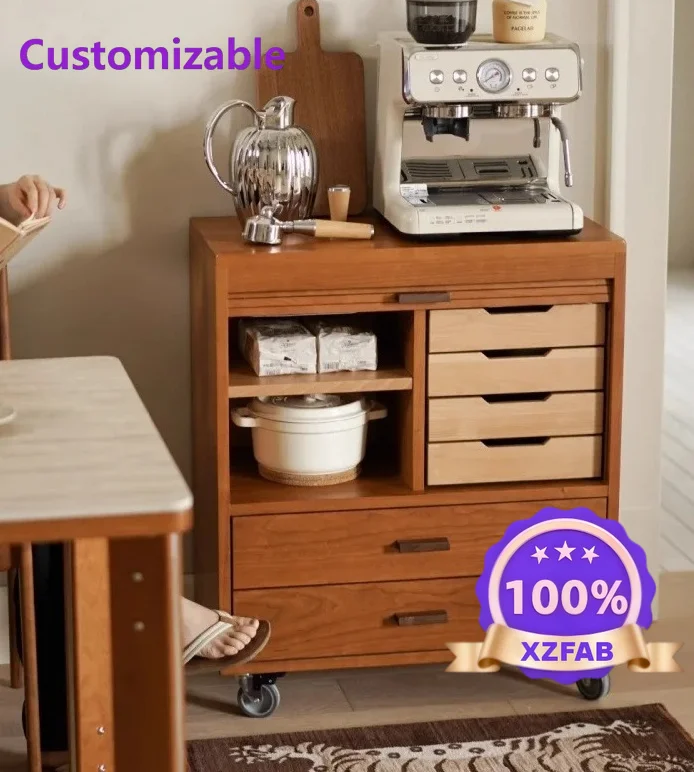 Factory Direct 2026 Internet celebrity wisteria shutter cabinetbedroom storage locker cherry wood living room chest  cabinet