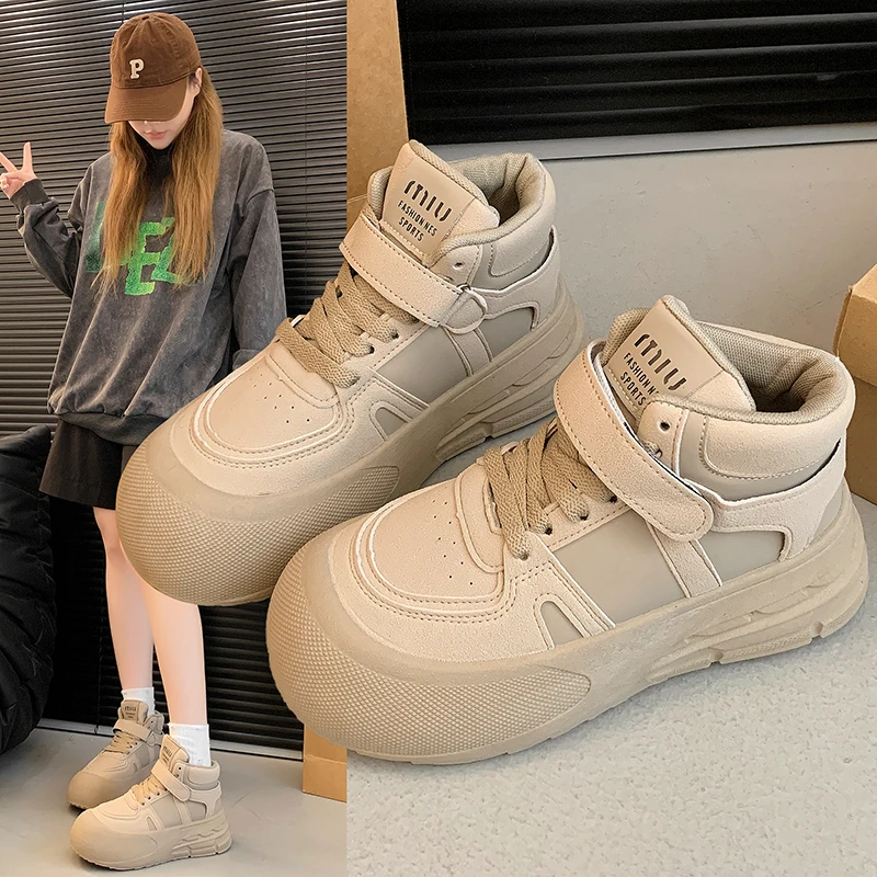 

Повседневные высокие кроссовки на липучке и толстой подошве, универсальная модная обувь, Y6603 ...