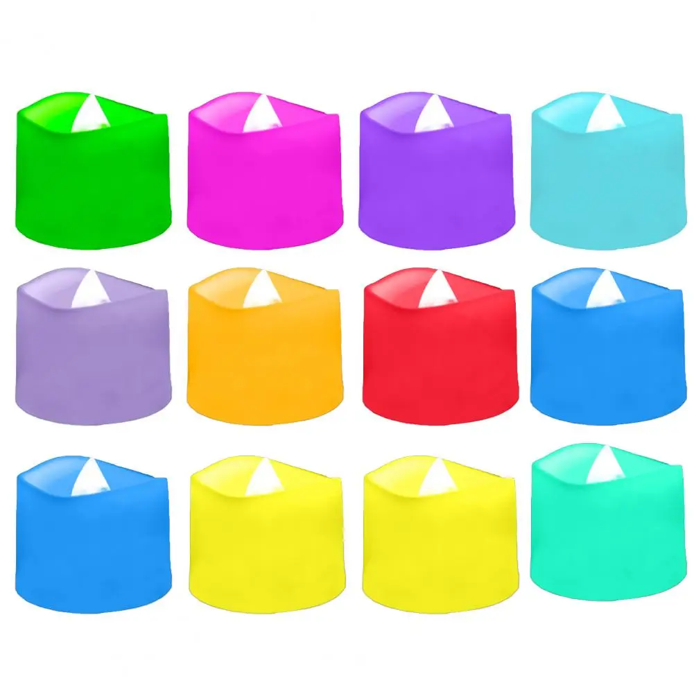 12Pcs Electronic Candle Light Multicolor Timing Flickering Wedding Candle Flameless LED Candle Holiday Party Home Decoration