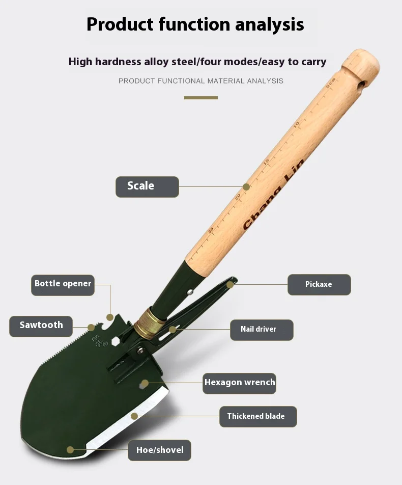 Changlin 308A Camping Folding Multifunctional Military Shovel Outdoor Fishing Garden Foldable Spade Tactical Hunting Multi Tools