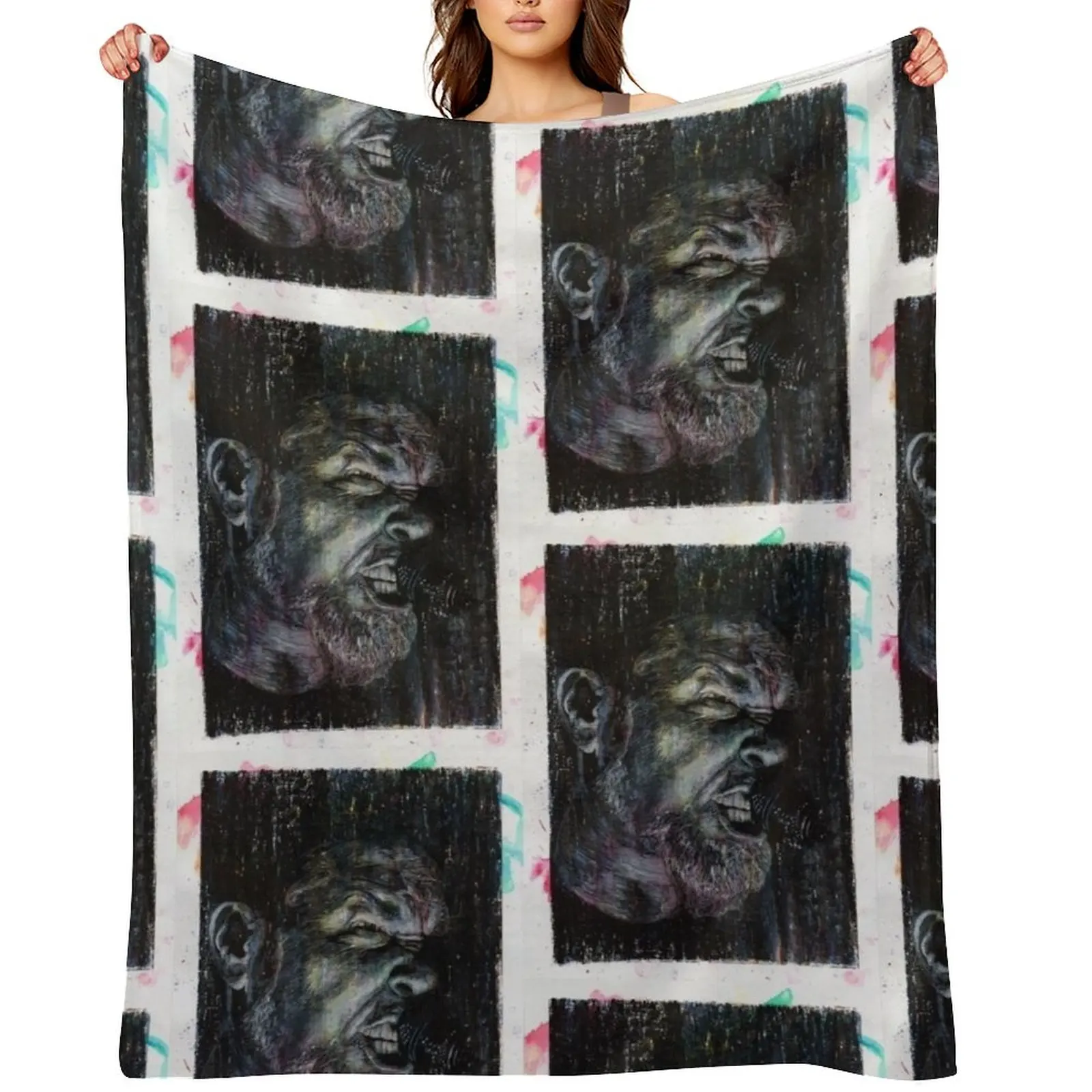 James Hetfield - Hand Drawn Oil and Ink Portrait Throw Blanket Decorative Sofas cosplay anime Kid'S Polar Blankets