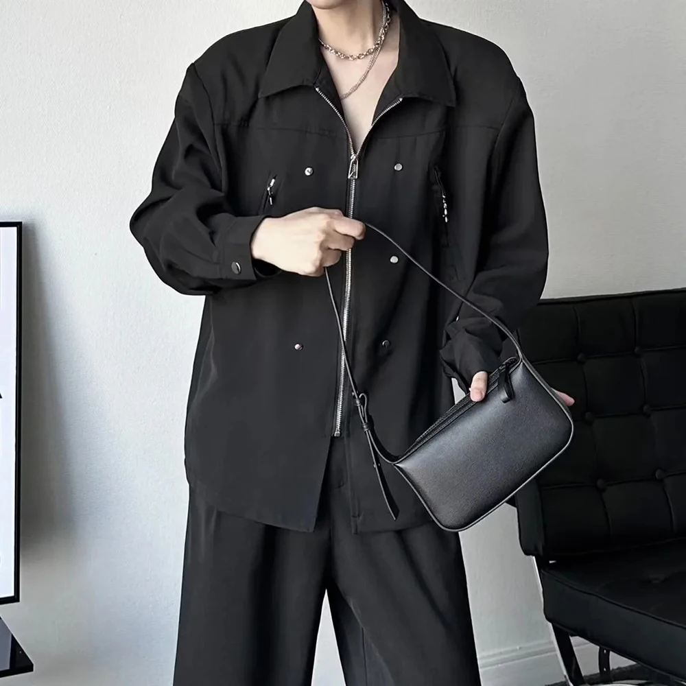 Winter New Men's Long-Sleeve Deconstructed Shirt Korean Retro Fashion Trendy High Street Loose Simple Casual Niche Men's Top