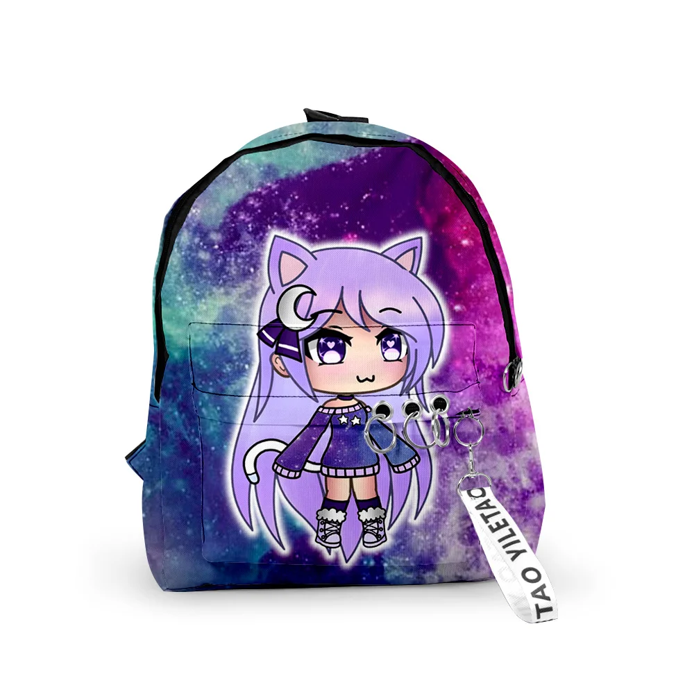 

Harajuku Gacha Life Notebook Backpacks Boys/Girls pupil School Bags 3D Printed Keychains Oxford Waterproof Cute Small Backpacks