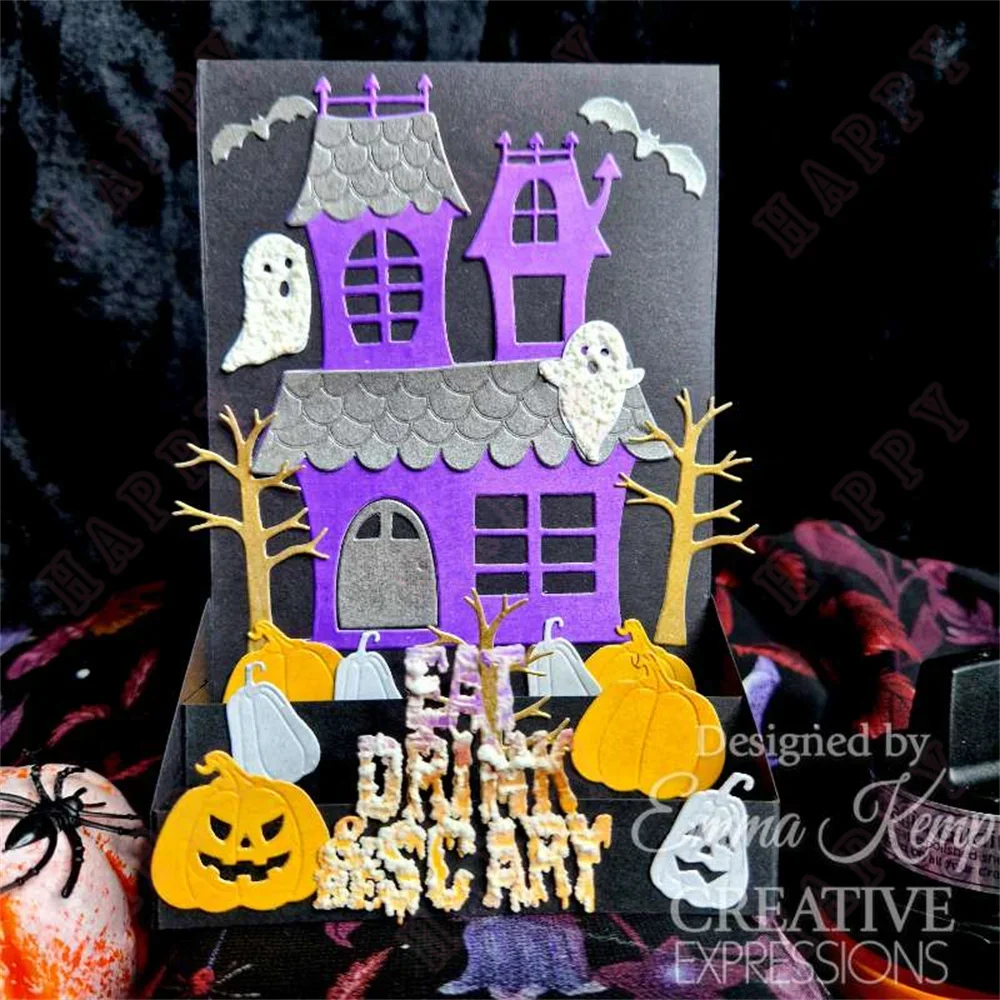 Halloween Witch Metal Cutting Dies and Stamps for Scrapbooking Haunted House Craft Mold DIY Decoration Craft Embossing New 2024