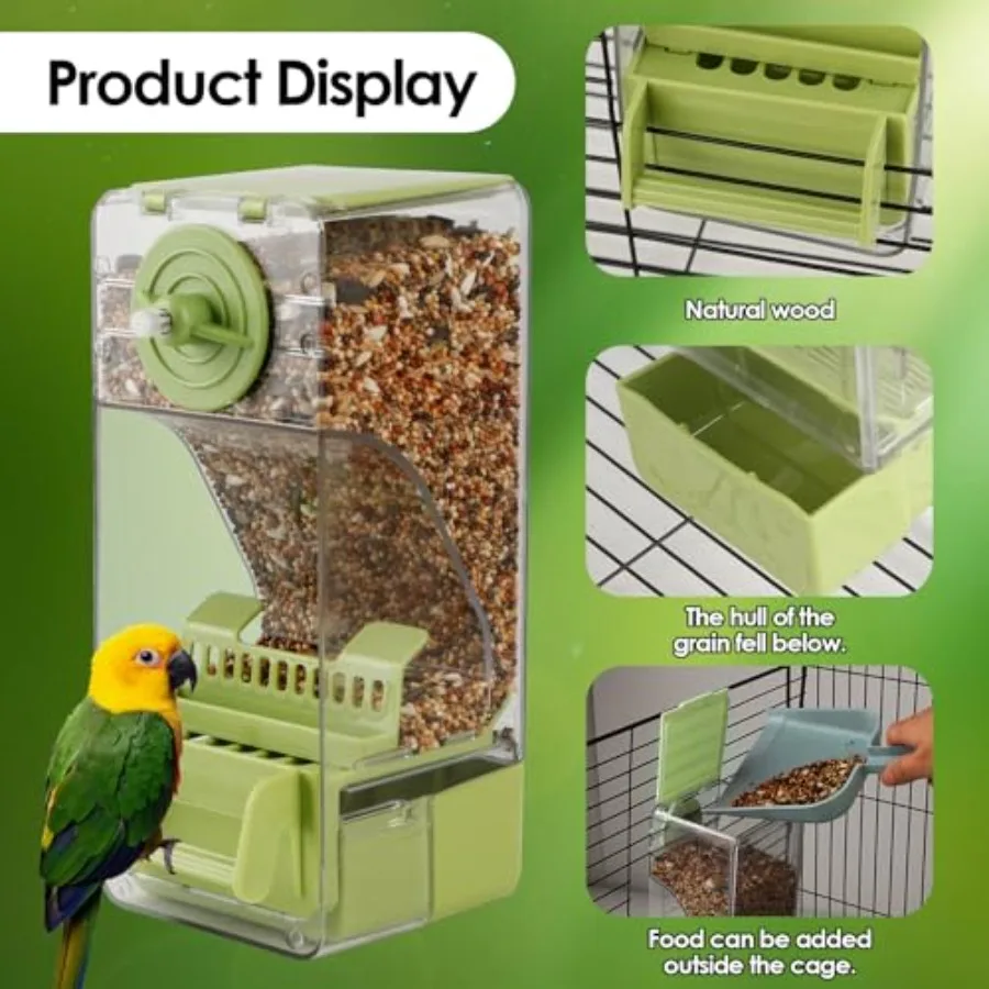 【Spot goods】Bird Feeder No Mess 2PCS Automatic Clear Bird Seed Food Container Acrylic Parrot Feeder Dispenser Cage Accessories view 2
