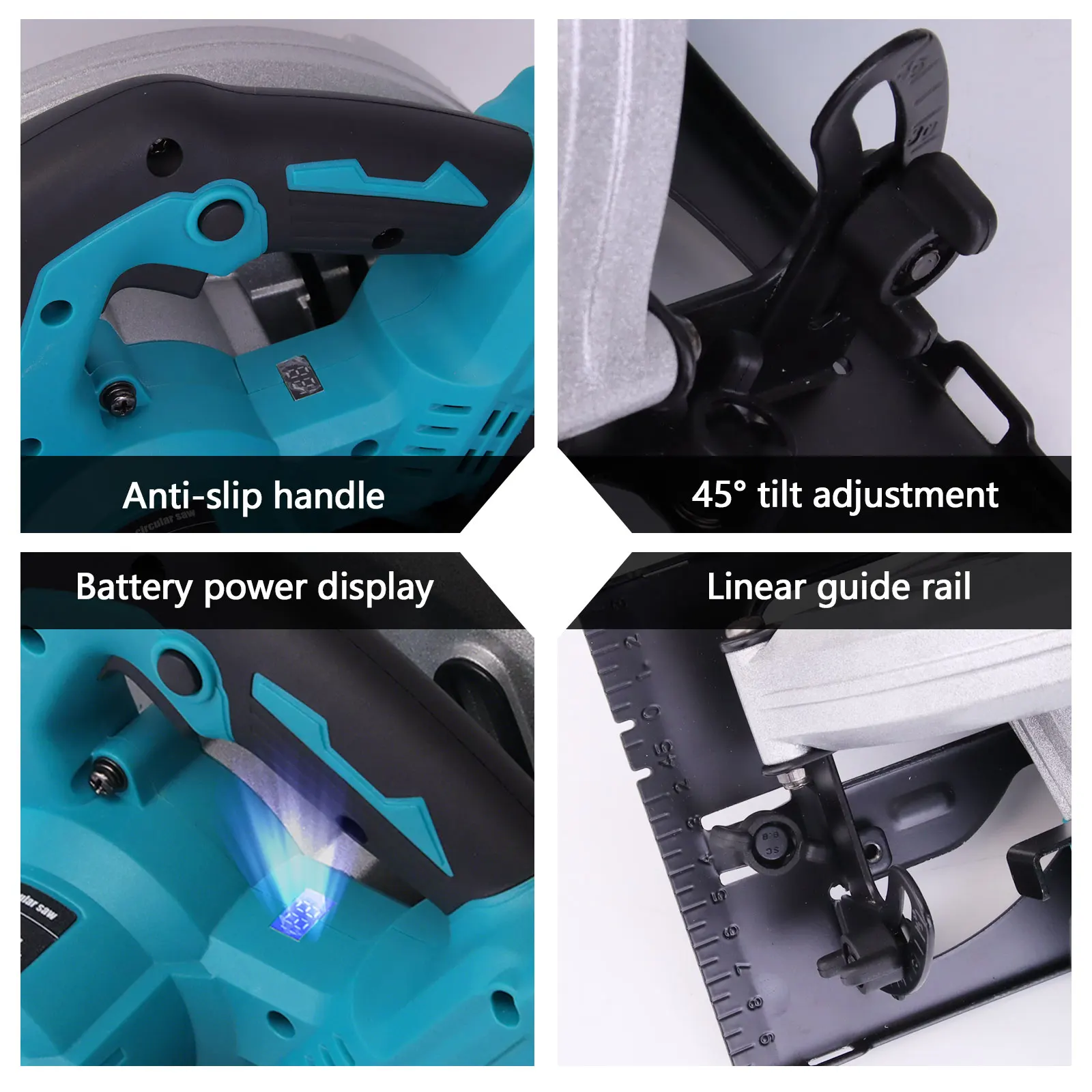 New 7Inch 185mm Brushless Electric Circular Saw Digital Display Cordless Woodworking Cutting Tool for Makita 18V Battery Pin view 4