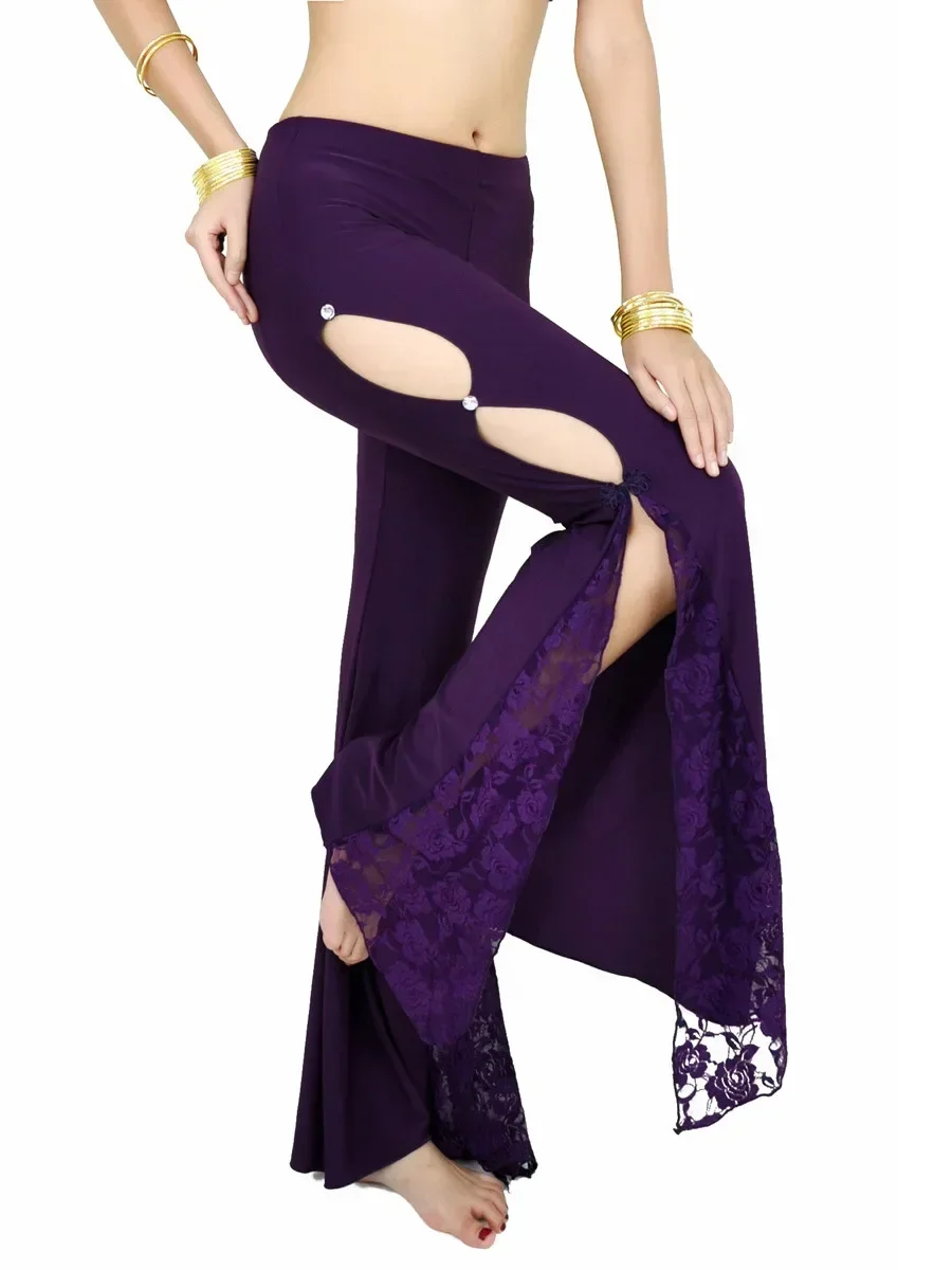 Spitze Patchwork Orientalischen Tanz Tanz Hosen Frau Arabischen Jazz Einfarbig Flamenco Bauch Leistung Latin Split Sari Hosen