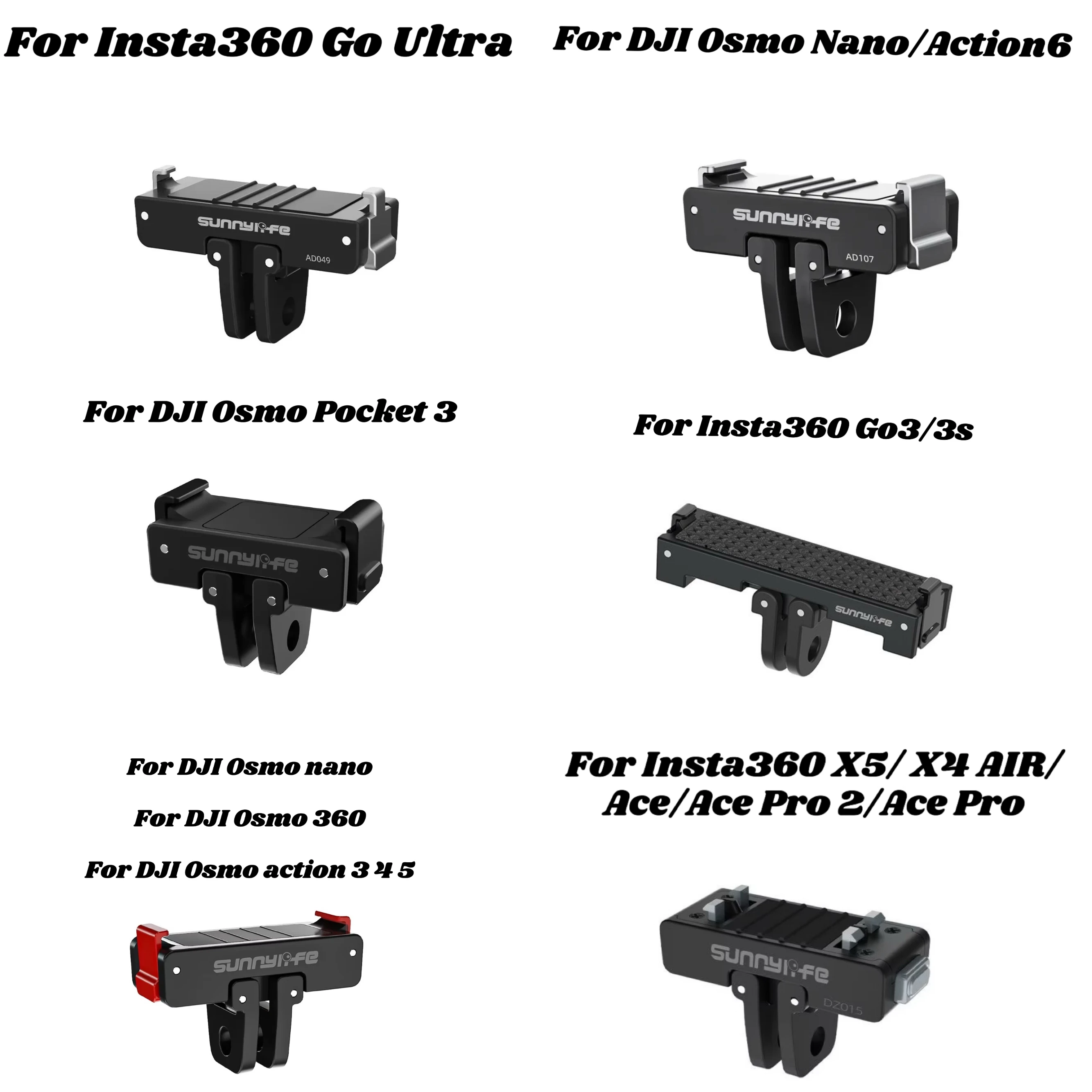 

Magnetic Adapter For DJI Osmo Nano/360/Action 5 Pro Pocket 3 Quick Release Base Mount For insta 360 go ultra X4 Air X5 Ace pro2