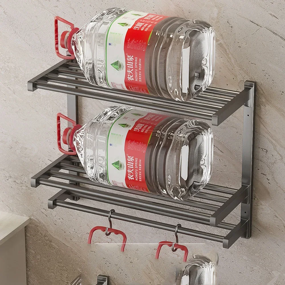 Foldable Wall Mounted Towel Rack Bathroom Shelf Heavy Duty Rustproof Towels Storage Holder for Bathroom Lavatory Hotel