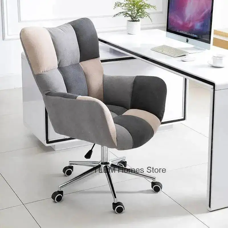 Chair Ergonomic Lift Chair Leisure Lazy Sofa Backrest Fabric Chair for Office Swivel Stitching Color Modern Computer Home Chair