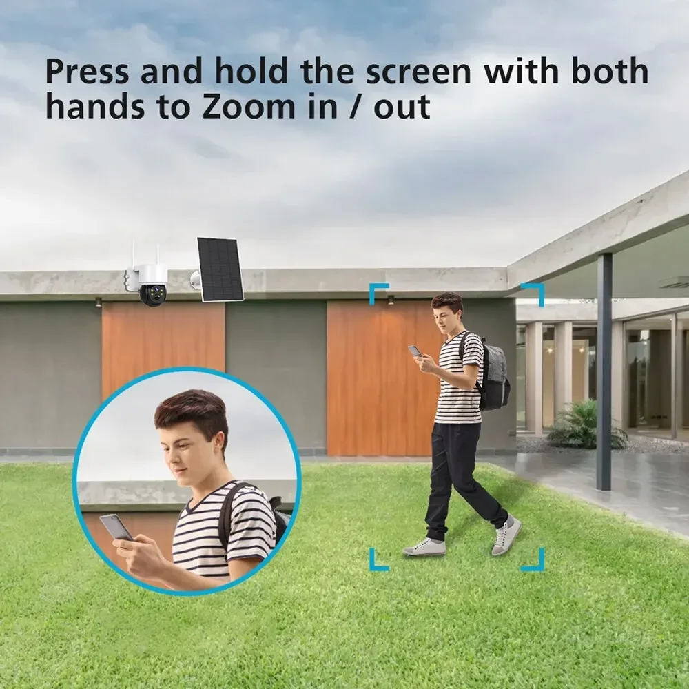 Telecamera solare WIFI Outdoor 4MP HD Wireless Security CCTV impermeabile visione notturna PIR Human Detect telecamera PTZ con pannello solare