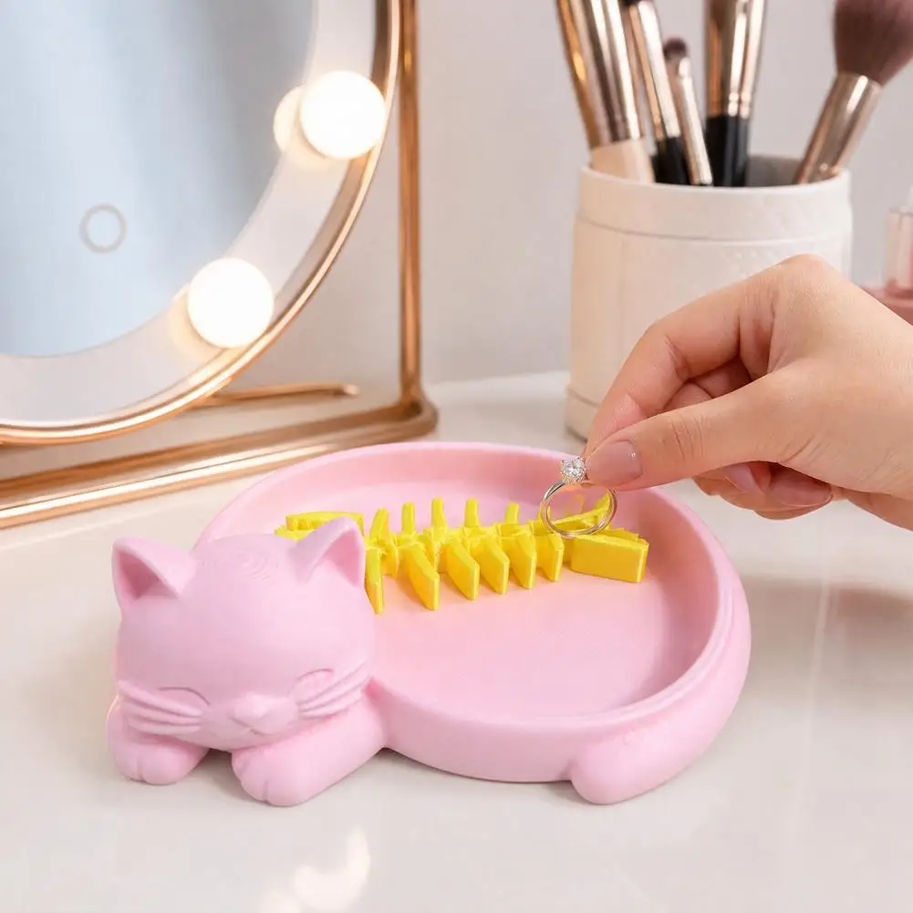 Partitioned Jewelry Organizer Non-breakable Jewelry Tray Storage Tray Jewelry Organizer 3d One-piece Molding Holder Cat Fishbone