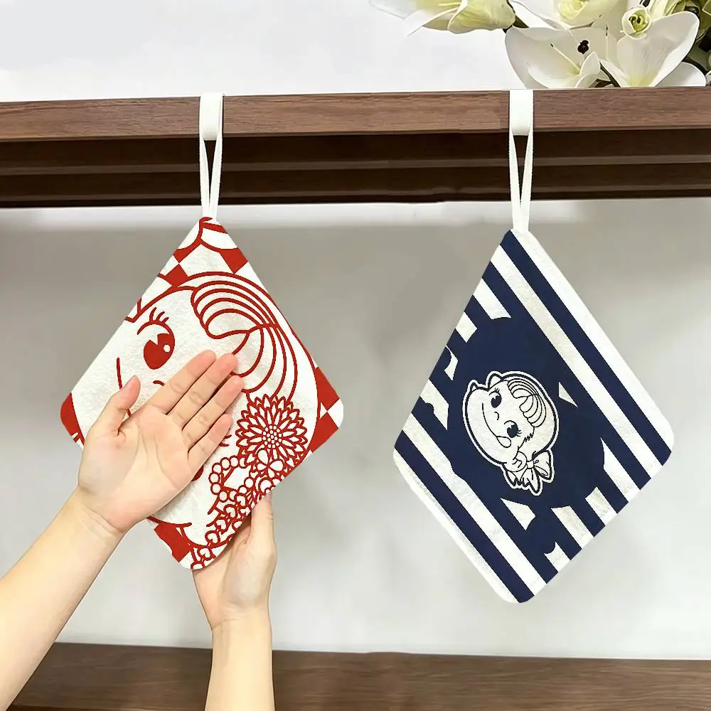 CUTE M-Milky P-Peko-chan Game Polyester Cotton Hand Wiping Towel, Hanging Towel, Quick Dry for Kitchen Bathroom Daily Supplies