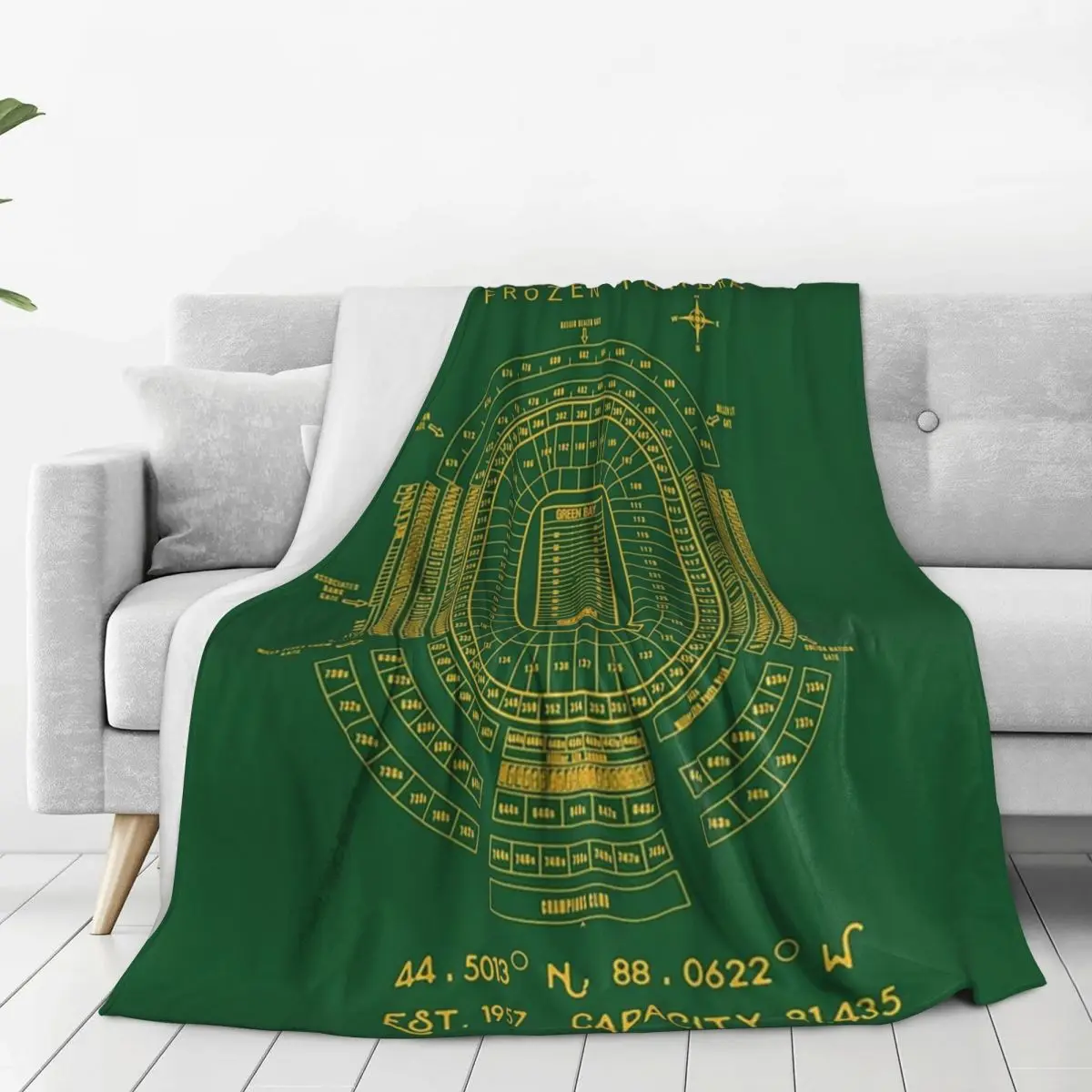 Green Bay Packers Lambeau Field Stadium Blankets Fleece Breathable Sofa Throw Blankets For Couch Office Throws Bedspread Quilt