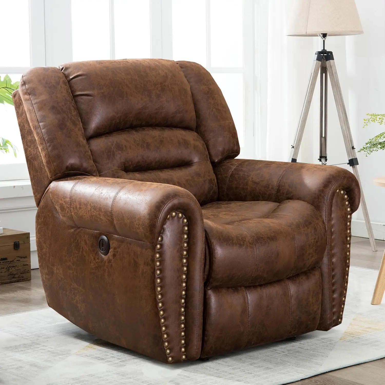 Power Recliner Chair,Faux Leather Electric Recliner Chair with Padded Arms and Adjustable Backrest,Single Sofa with, Customized