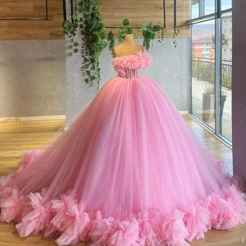 

Pink Off-shoulder Ball Gown Quinceanera Dresses Sweet 16 Illusion Bodice Vestidos De 15 Anos Princess Birthday Party Gowns