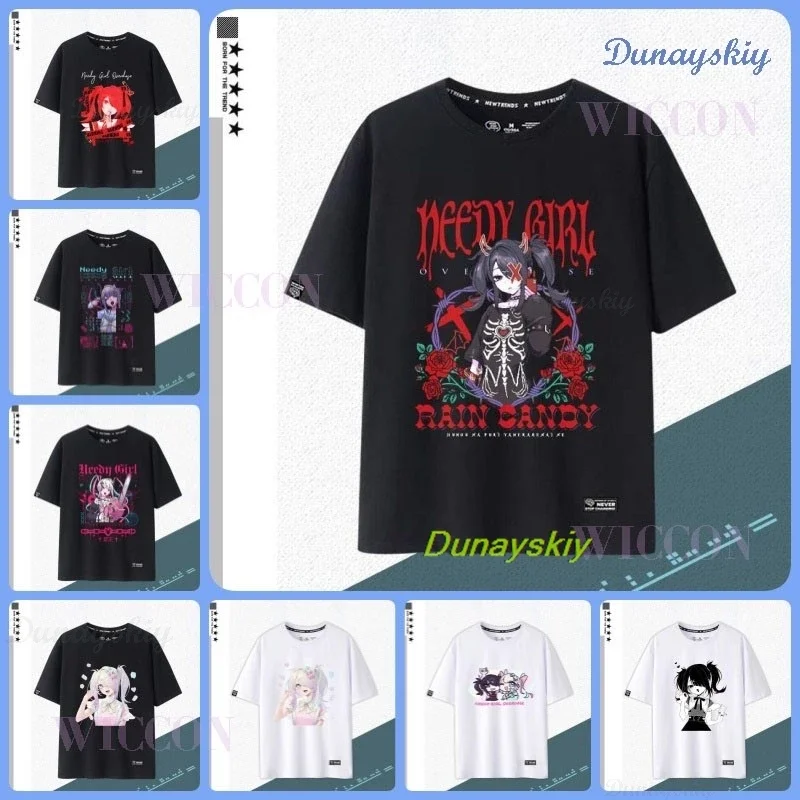 NEEDY GIRL OVERDOSE Kangel Rain Black T-shirt Jirai Kei Graphic Ita Tee Unisex Outfit Top Short Sleeve Kawaii Doujin Clothes
