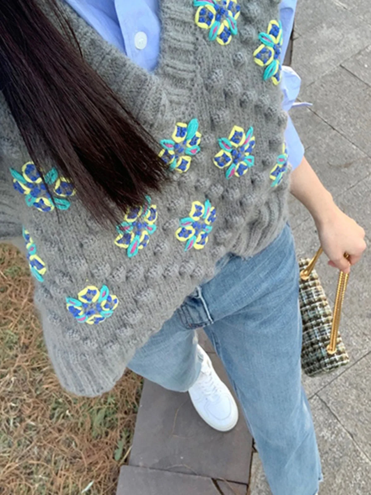 

ay Knitted Vest Women's Spring Outerwear Layering Loose Retro Svel Twist Sweater Small Vest Top V-ne Regular Length