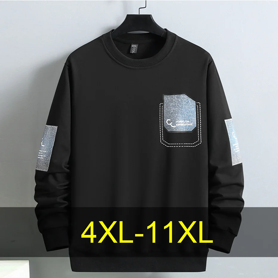 

11XL 10XL Plus Size Sweatshirt Men Spring Autumn Sweatshirt Fashion Causal Pullover O-neck Hoodies Male Big Size 10XL 11XL